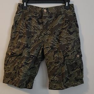 Boys Lucky Brand green brown camo cargo shorts 14
